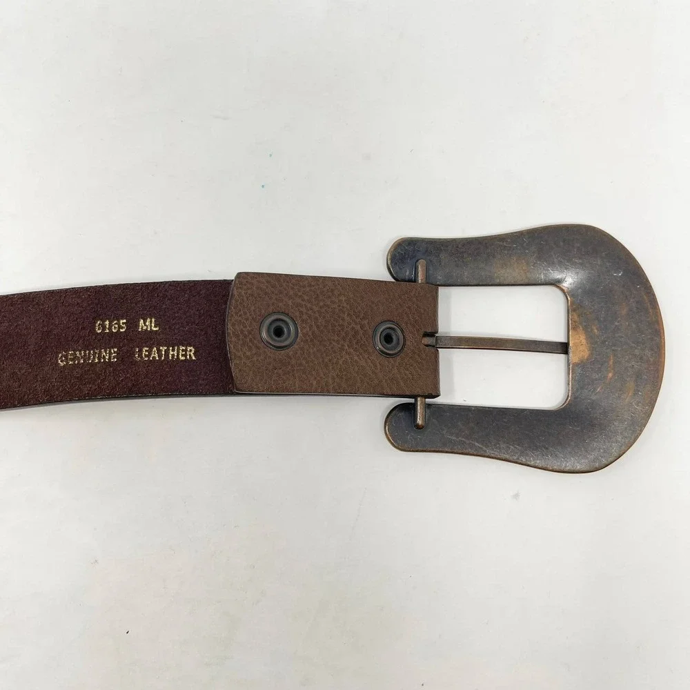 Cowgirl Tuff Western Belt Womens 2X Brown Leather Metal Studs Copper Buckle